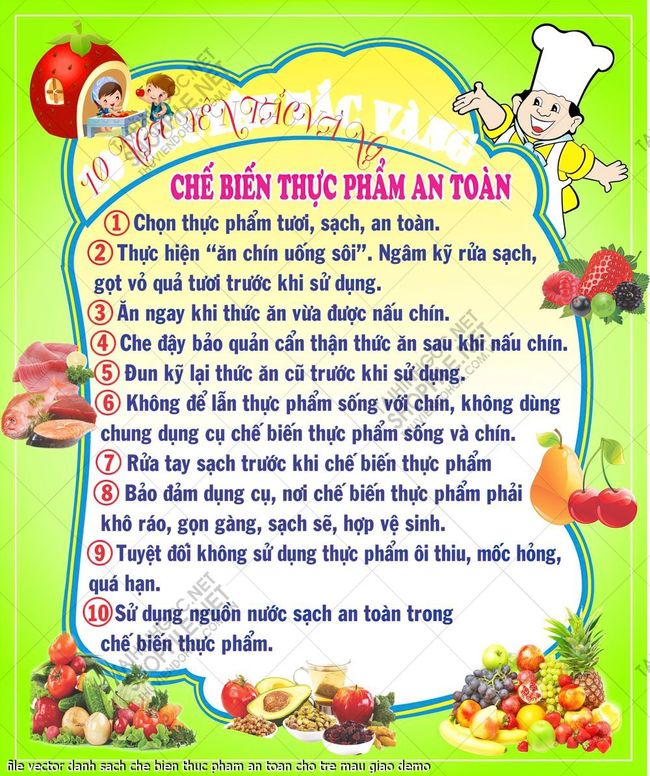 file vector danh sach che bien thuc pham an toan cho tre mau giao